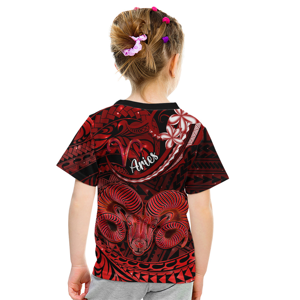 Polynesian Pride Aries Zodiac Kid T Shirt Astrological Sign Tribal Plumeria Red Galaxy LT14 - Polynesian Pride