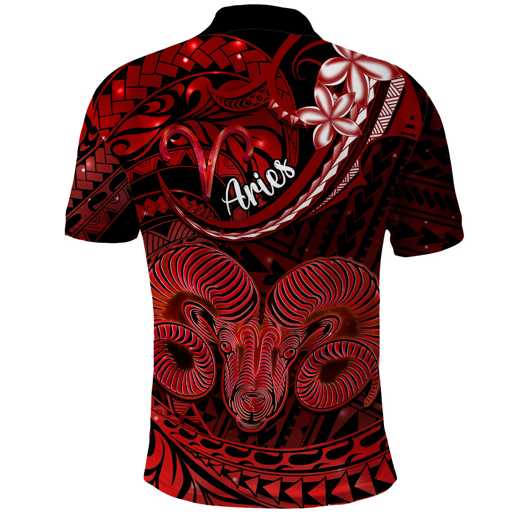 Polynesian Pride Aries Zodiac Polo Shirt Astrological Sign Tribal Plumeria Red Galaxy LT14 - Polynesian Pride