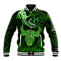 Polynesian Pride Taurus Zodiac Baseball Jacket Astrological Sign Tribal Plumeria Green Galaxy LT14 Unisex Green - Polynesian Pride