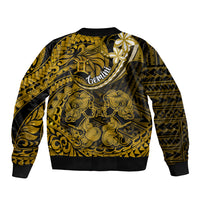 Polynesian Pride Gemini Zodiac Bomber Jacket Astrological Sign Tribal Plumeria Gold Galaxy LT14 - Polynesian Pride