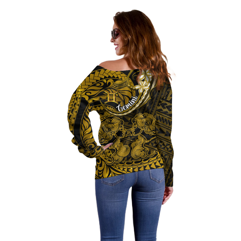 Polynesian Pride Gemini Zodiac Off Shoulder Sweater Astrological Sign Tribal Plumeria Gold Galaxy LT14 - Polynesian Pride