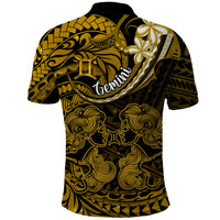 Polynesian Pride Gemini Zodiac Polo Shirt Astrological Sign Tribal Plumeria Gold Galaxy LT14 - Polynesian Pride