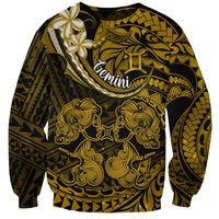 Polynesian Pride Gemini Zodiac Sweatshirt Astrological Sign Tribal Plumeria Gold Galaxy LT14 Unisex Gold - Polynesian Pride