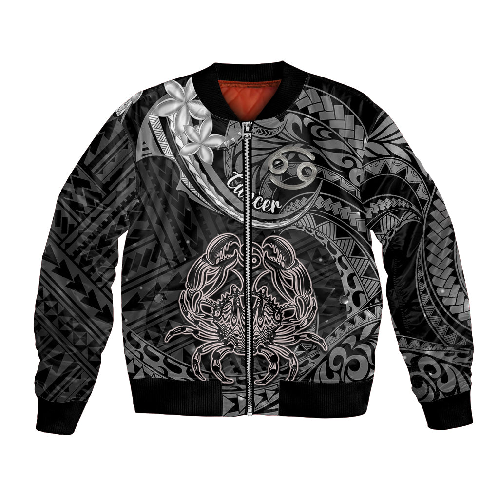 Polynesian Pride Cancer Zodiac Bomber Jacket Astrological Sign Tribal Plumeria Grey Galaxy LT14 Unisex Grey - Polynesian Pride