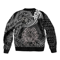 Polynesian Pride Cancer Zodiac Bomber Jacket Astrological Sign Tribal Plumeria Grey Galaxy LT14 - Polynesian Pride