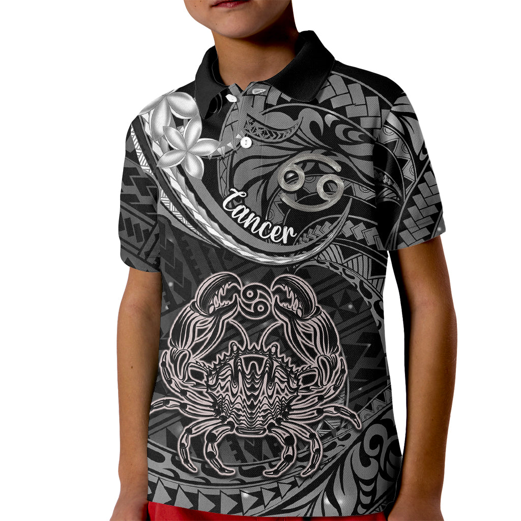 Polynesian Pride Cancer Zodiac Kid Polo Shirt Astrological Sign Tribal Plumeria Grey Galaxy LT14 Kid Grey - Polynesian Pride