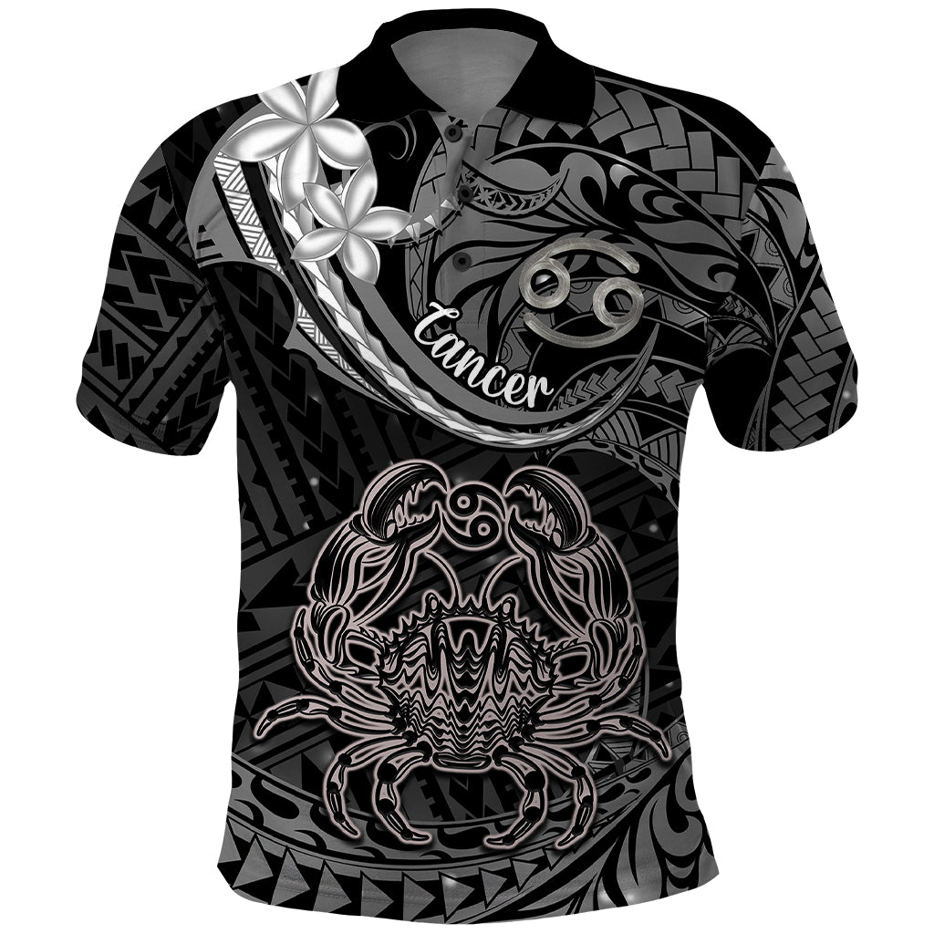Polynesian Pride Cancer Zodiac Polo Shirt Astrological Sign Tribal Plumeria Grey Galaxy LT14 Grey - Polynesian Pride