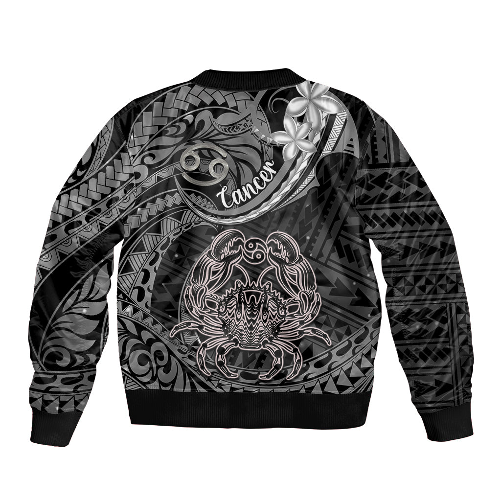 Polynesian Pride Cancer Zodiac Sleeve Zip Bomber Jacket Astrological Sign Tribal Plumeria Grey Galaxy LT14 - Polynesian Pride