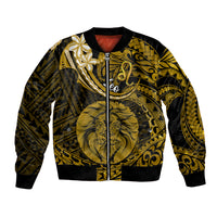Polynesian Pride Leo Zodiac Bomber Jacket Astrological Sign Tribal Plumeria Gold Galaxy LT14 Unisex Gold - Polynesian Pride