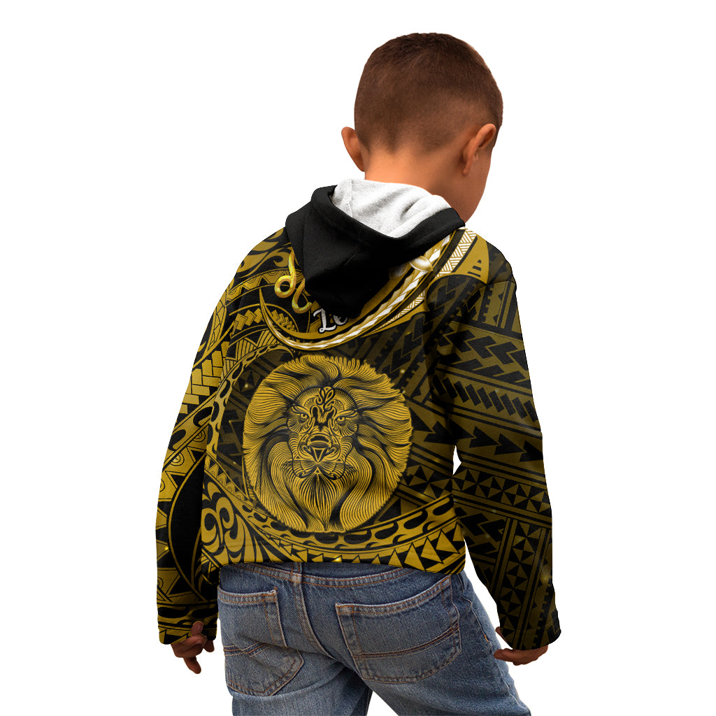 Polynesian Pride Leo Zodiac Kid Hoodie Astrological Sign Tribal Plumeria Gold Galaxy LT14 - Polynesian Pride