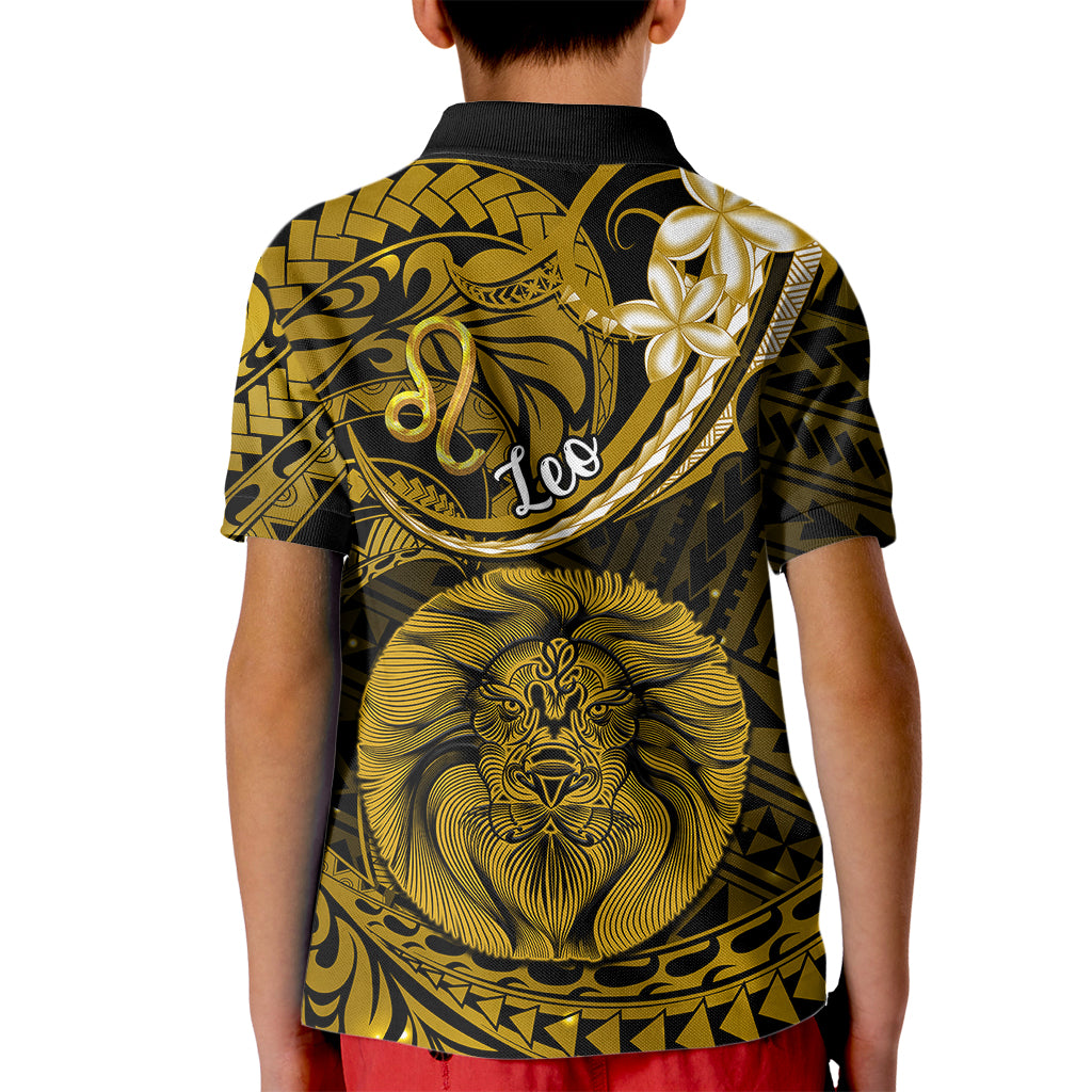 Polynesian Pride Leo Zodiac Kid Polo Shirt Astrological Sign Tribal Plumeria Gold Galaxy LT14 - Polynesian Pride