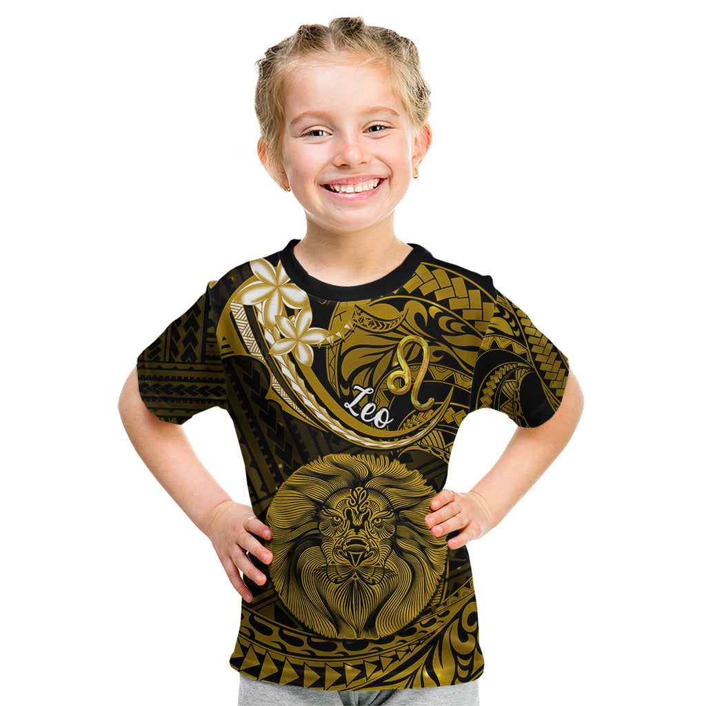 Polynesian Pride Leo Zodiac Kid T Shirt Astrological Sign Tribal Plumeria Gold Galaxy LT14 Gold - Polynesian Pride