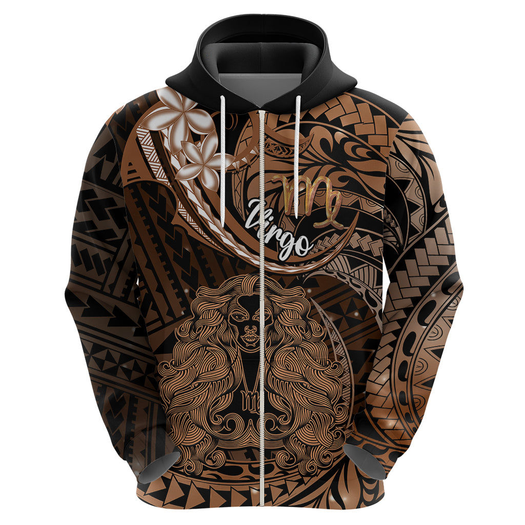 Polynesian Pride Virgo Zodiac Hoodie Astrological Sign Tribal Plumeria Brown Galaxy LT14 - Polynesian Pride