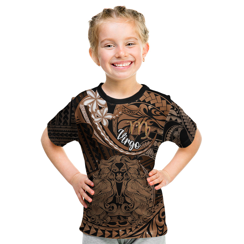 Polynesian Pride Virgo Zodiac Kid T Shirt Astrological Sign Tribal Plumeria Brown Galaxy LT14 Brown - Polynesian Pride