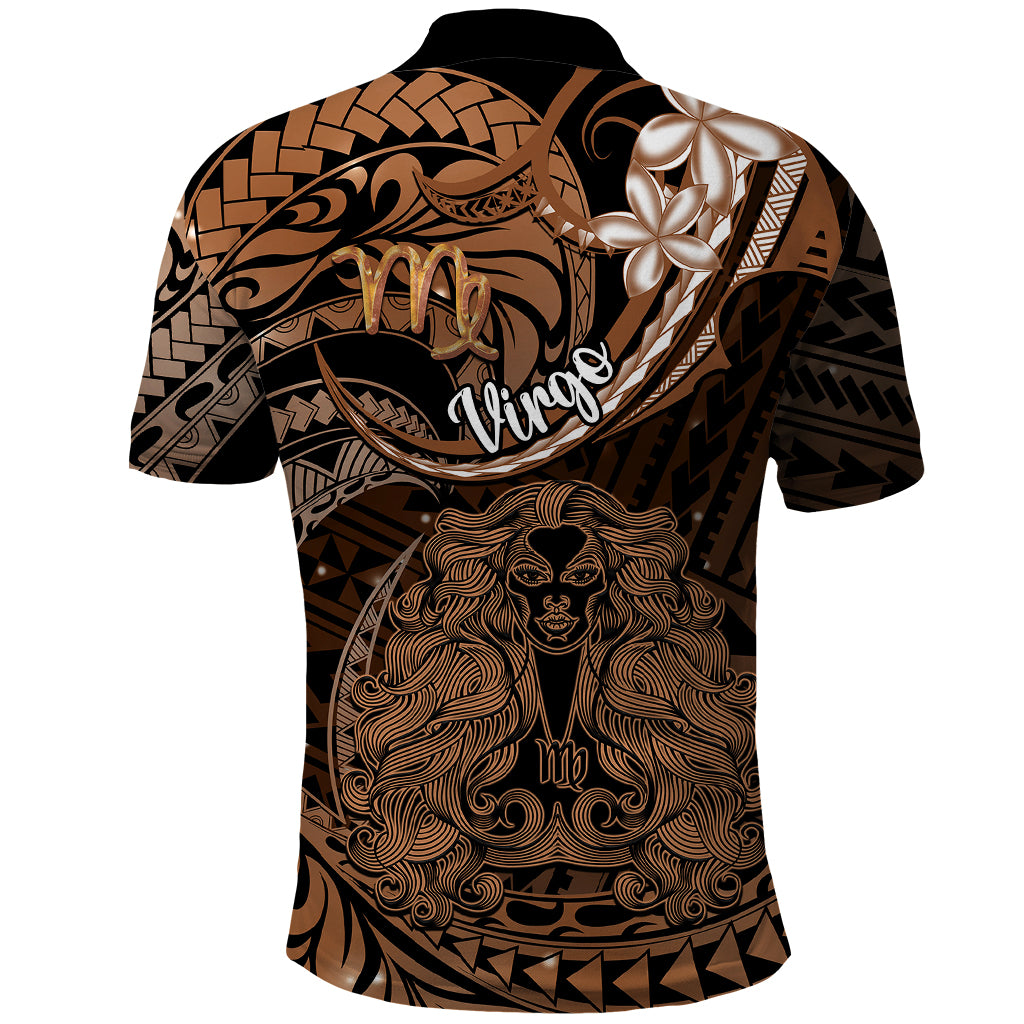 Polynesian Pride Virgo Zodiac Polo Shirt Astrological Sign Tribal Plumeria Brown Galaxy LT14 - Polynesian Pride