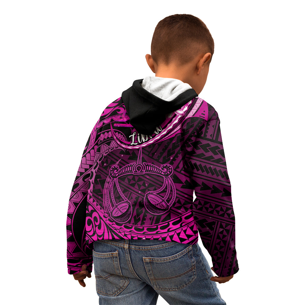 Polynesian Pride Libra Zodiac Kid Hoodie Astrological Sign Tribal Plumeria Pink Galaxy LT14 - Polynesian Pride