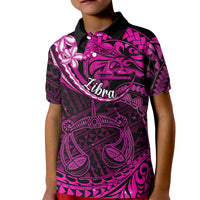 Polynesian Pride Libra Zodiac Kid Polo Shirt Astrological Sign Tribal Plumeria Pink Galaxy LT14 Kid Pink - Polynesian Pride