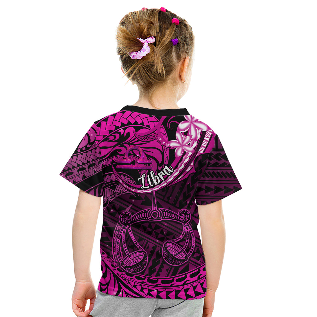 Polynesian Pride Libra Zodiac Kid T Shirt Astrological Sign Tribal Plumeria Pink Galaxy LT14 - Polynesian Pride