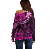Polynesian Pride Libra Zodiac Off Shoulder Sweater Astrological Sign Tribal Plumeria Pink Galaxy LT14 - Polynesian Pride