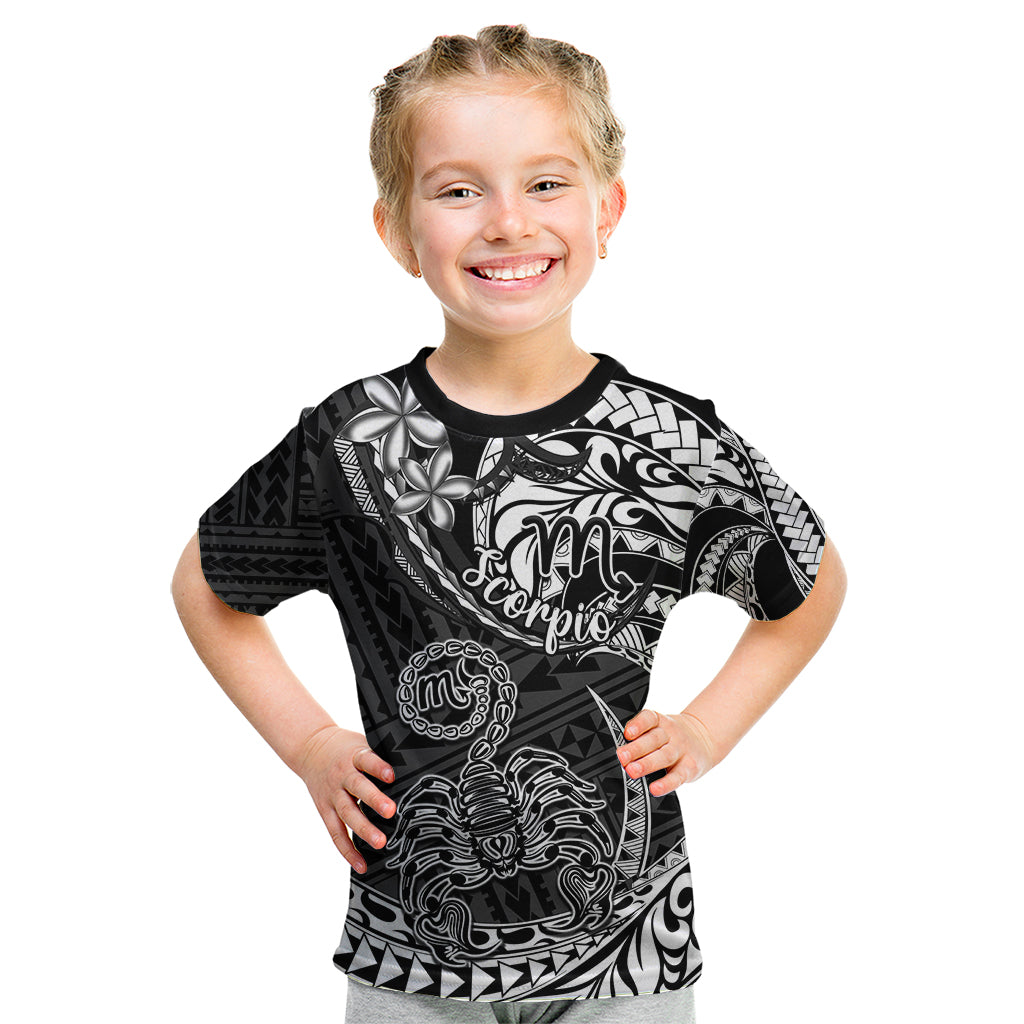 Polynesian Pride Scorpio Zodiac Kid T Shirt Astrological Sign Tribal Plumeria Black LT14 Black - Polynesian Pride