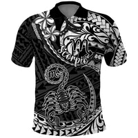 Polynesian Pride Scorpio Zodiac Polo Shirt Astrological Sign Tribal Plumeria Black LT14 Black - Polynesian Pride