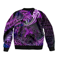 Polynesian Pride Sagittarius Zodiac Bomber Jacket Astrological Sign Tribal Plumeria Purple Galaxy LT14 - Polynesian Pride