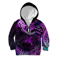 Polynesian Pride Sagittarius Zodiac Kid Hoodie Astrological Sign Tribal Plumeria Purple Galaxy LT14 Zip Hoodie Purple - Polynesian Pride