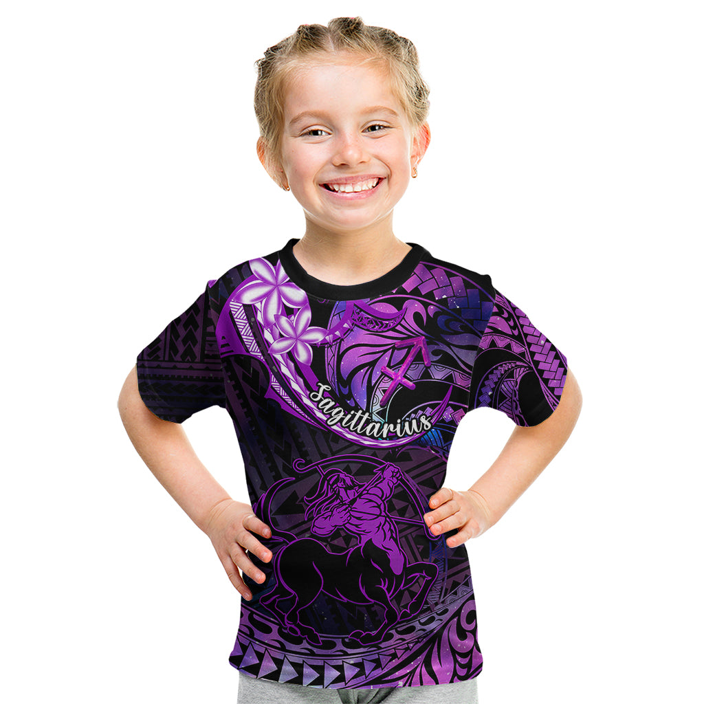 Polynesian Pride Sagittarius Zodiac Kid T Shirt Astrological Sign Tribal Plumeria Purple Galaxy LT14 Purple - Polynesian Pride