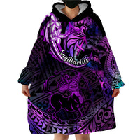 Polynesian Pride Sagittarius Zodiac Wearable Blanket Hoodie Astrological Sign Tribal Plumeria Purple Galaxy LT14 - Polynesian Pride
