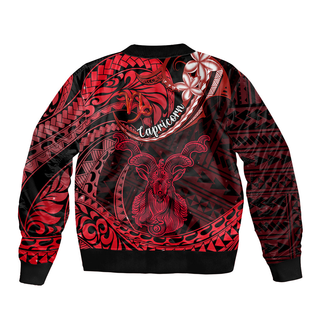 Polynesian Pride Capricorn Zodiac Bomber Jacket Astrological Sign Tribal Plumeria Red Galaxy LT14 - Polynesian Pride
