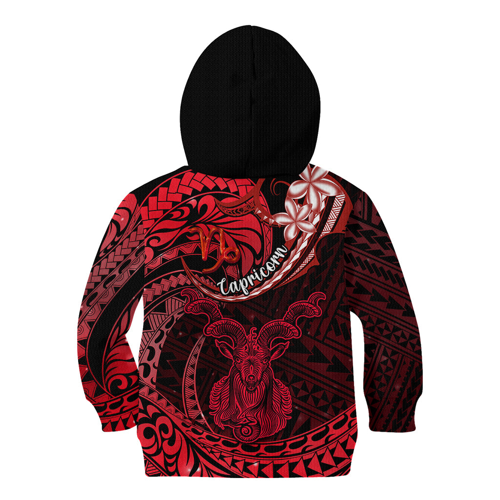 Polynesian Pride Capricorn Zodiac Kid Hoodie Astrological Sign Tribal Plumeria Red Galaxy LT14 - Polynesian Pride