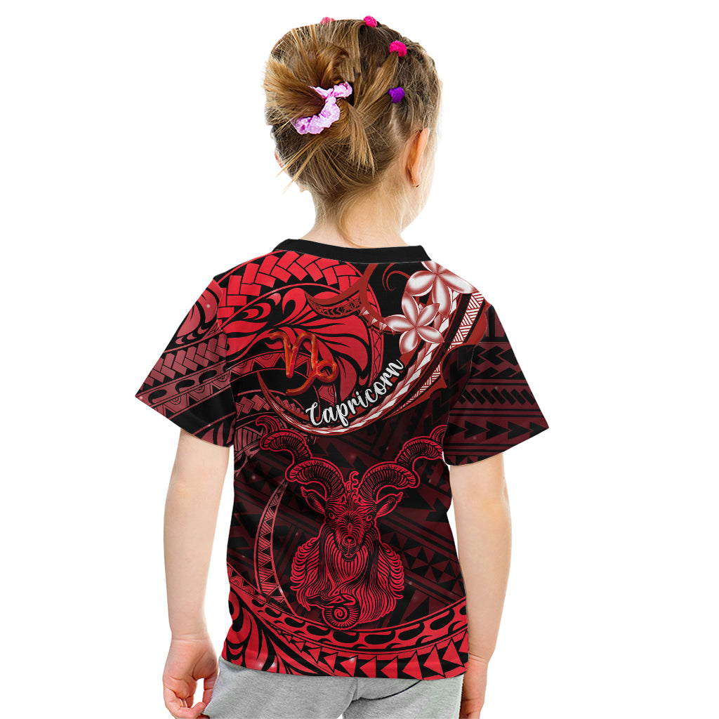 Polynesian Pride Capricorn Zodiac Kid T Shirt Astrological Sign Tribal Plumeria Red Galaxy LT14 - Polynesian Pride