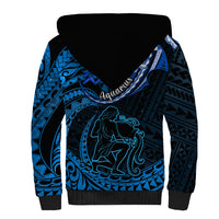 Polynesian Pride Aquarius Zodiac Sherpa Hoodie Astrological Sign Tribal Plumeria Blue Galaxy LT14 - Polynesian Pride