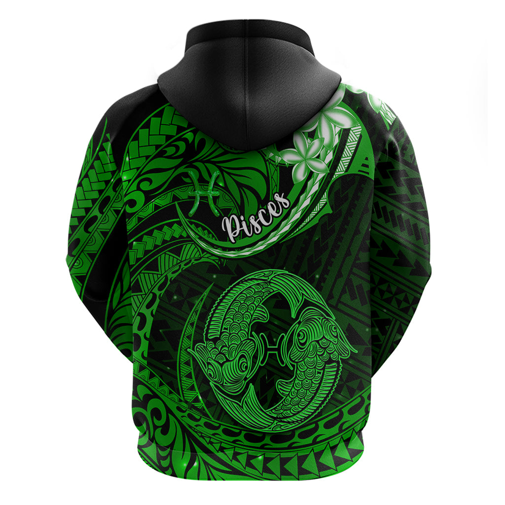 Polynesian Pride Pisces Zodiac Hoodie Astrological Sign Tribal Plumeria Green Galaxy LT14 - Polynesian Pride