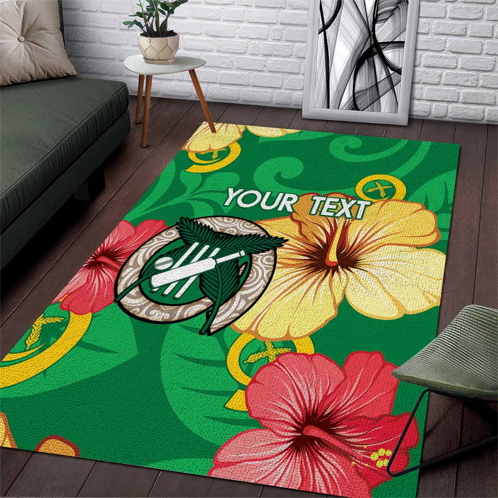 Custom Vanuatu Cricket Area Rug 2024 Tropical Flowers Version