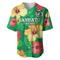 Custom Vanuatu Cricket Baseball Jersey 2024 Tropical Flowers Version LT14 Green - Polynesian Pride