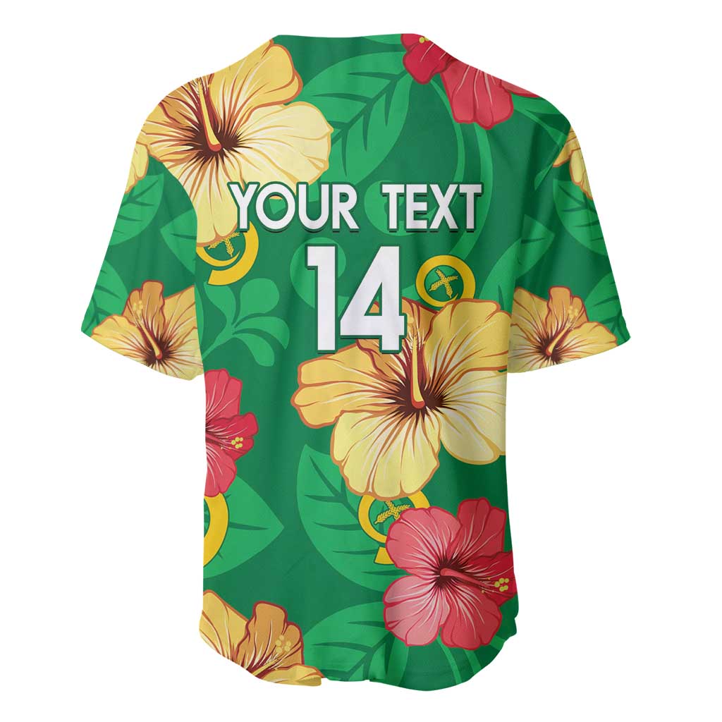 Custom Vanuatu Cricket Baseball Jersey 2024 Tropical Flowers Version LT14 - Polynesian Pride