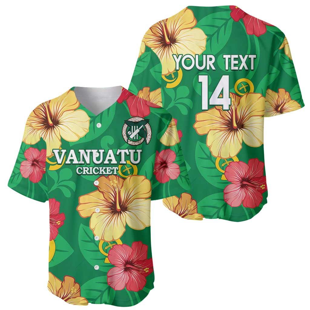 Custom Vanuatu Cricket Baseball Jersey 2024 Tropical Flowers Version LT14 - Polynesian Pride