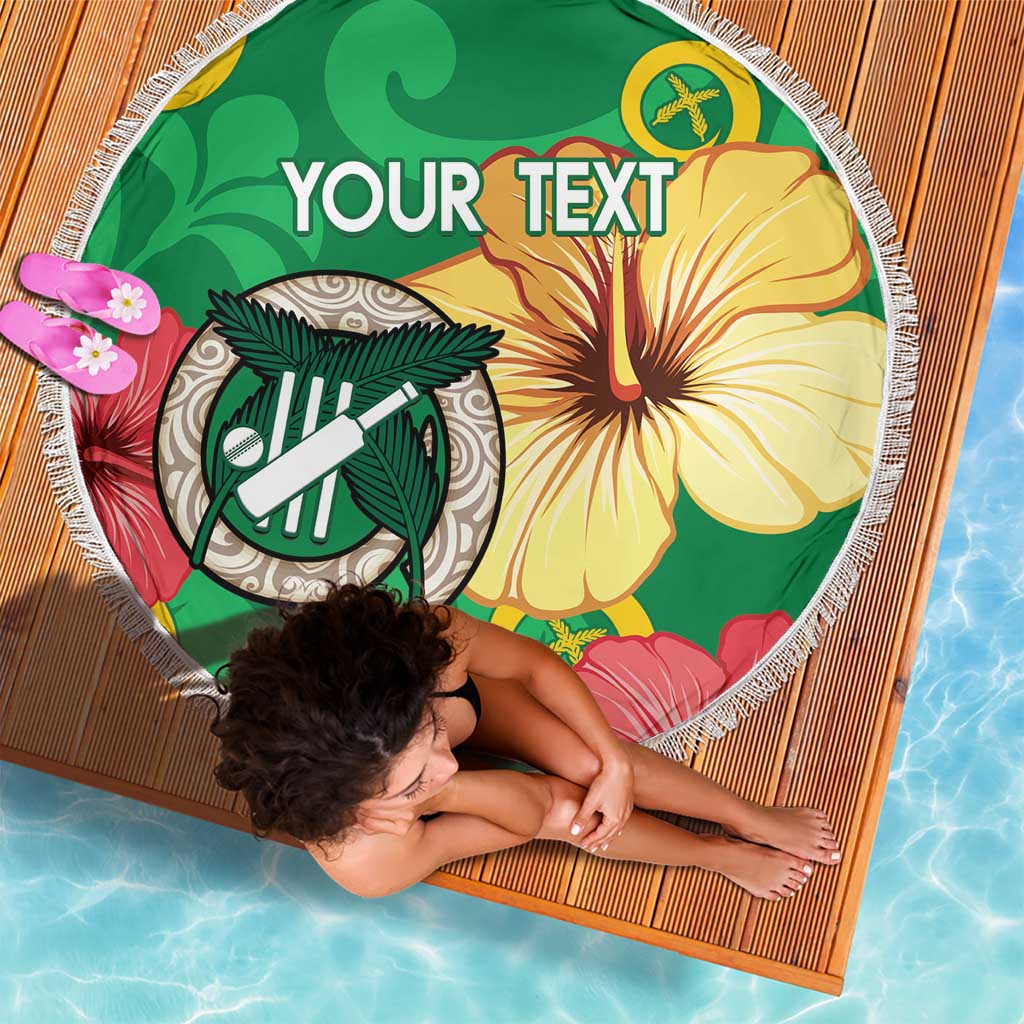 Custom Vanuatu Cricket Beach Blanket 2024 Tropical Flowers Version