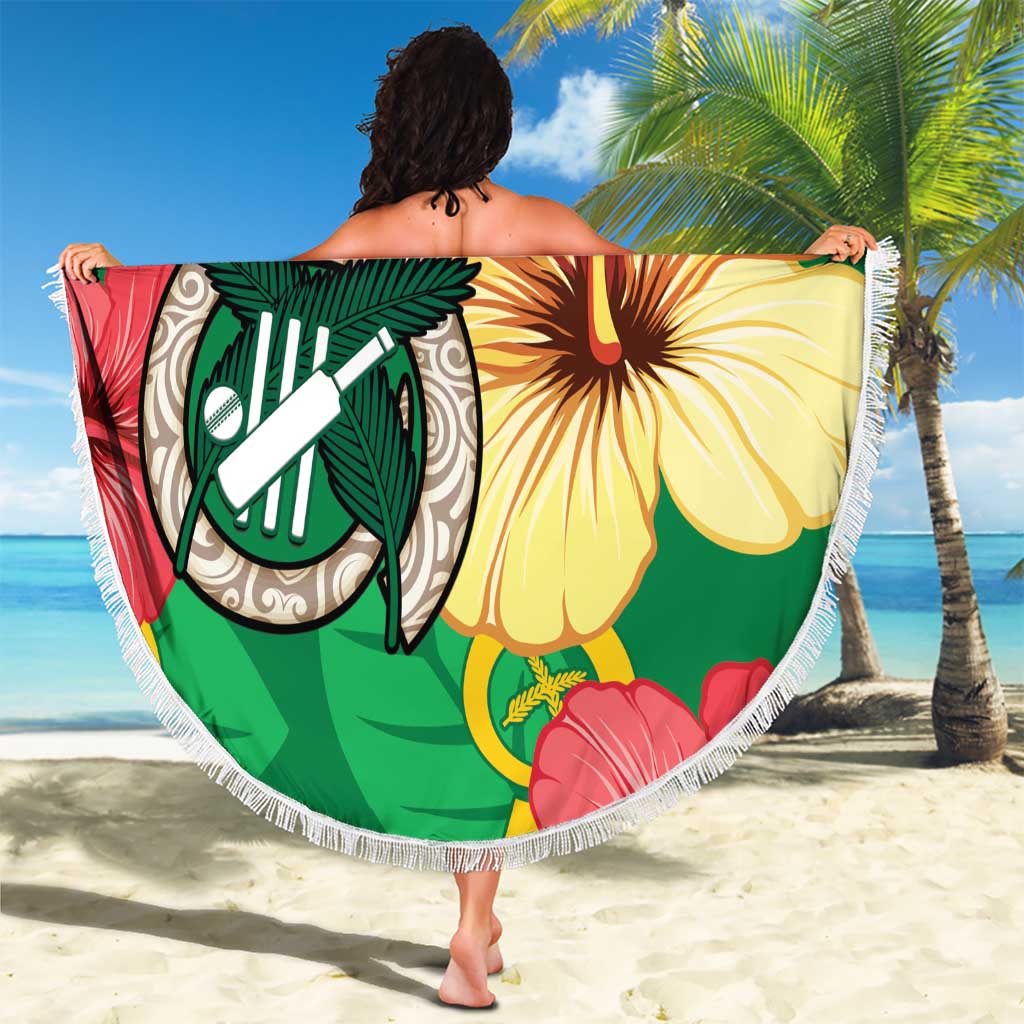 Custom Vanuatu Cricket Beach Blanket 2024 Tropical Flowers Version