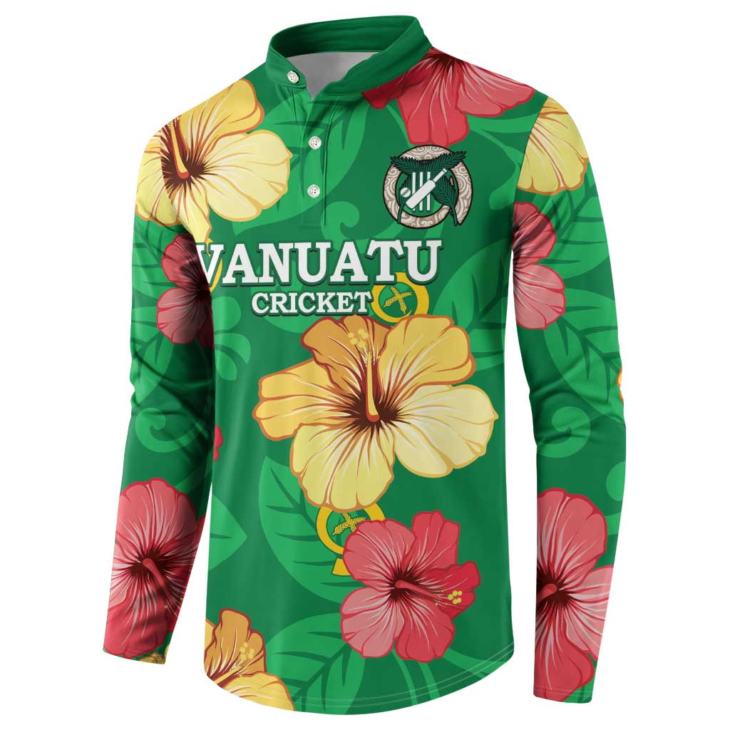 Custom Vanuatu Cricket Button Sweatshirt 2024 Tropical Flowers Version LT14 - Polynesian Pride