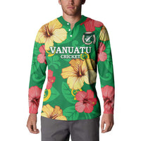 Custom Vanuatu Cricket Button Sweatshirt 2024 Tropical Flowers Version LT14 - Polynesian Pride