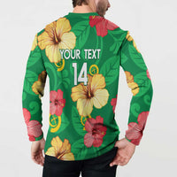 Custom Vanuatu Cricket Button Sweatshirt 2024 Tropical Flowers Version LT14 - Polynesian Pride