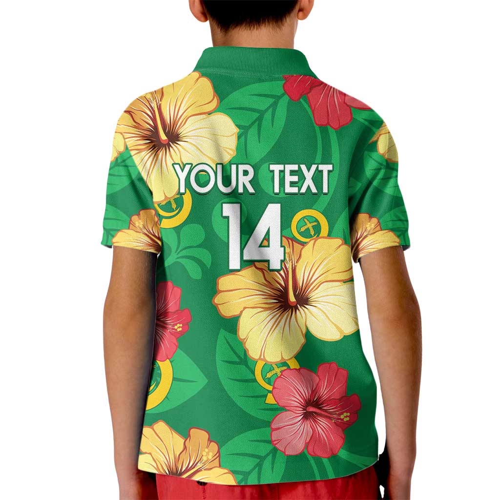 Custom Vanuatu Cricket Kid Polo Shirt 2024 Tropical Flowers Version LT14 - Polynesian Pride