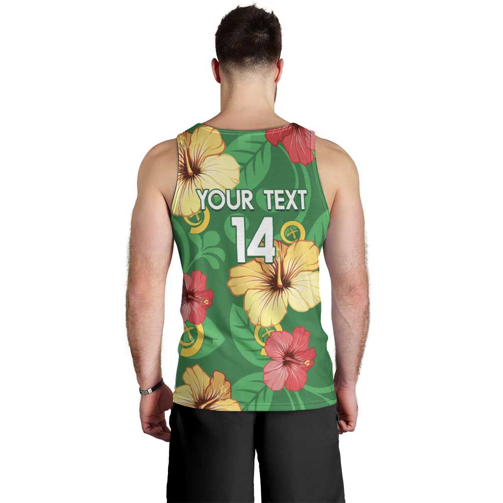 Custom Vanuatu Cricket Men Tank Top 2024 Tropical Flowers Version