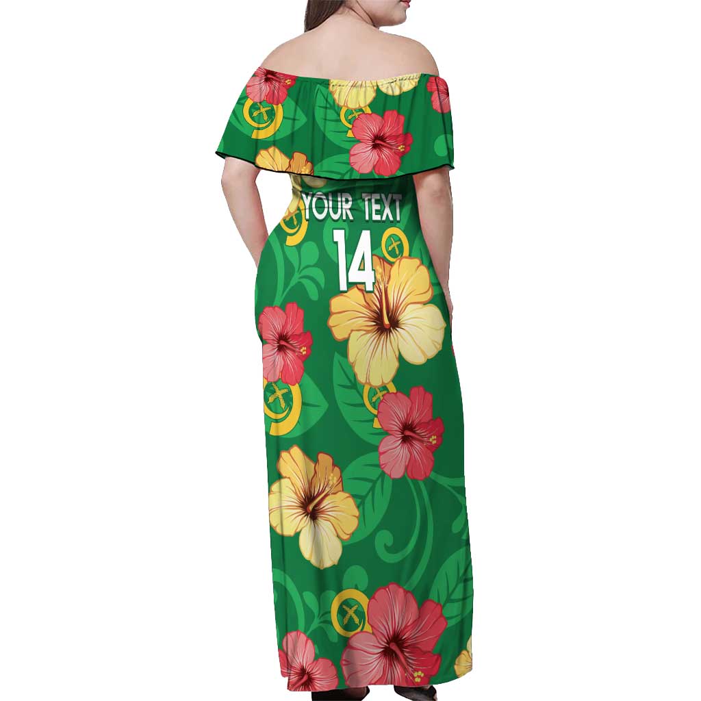 Custom Vanuatu Cricket Off Shoulder Maxi Dress 2024 Tropical Flowers Version