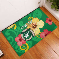 Custom Vanuatu Cricket Rubber Doormat 2024 Tropical Flowers Version LT14 - Polynesian Pride