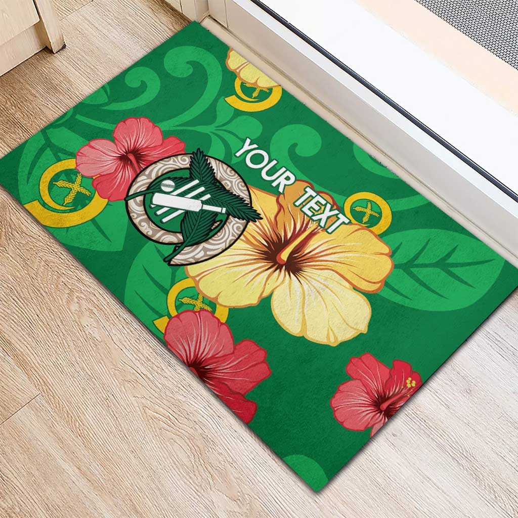 Custom Vanuatu Cricket Rubber Doormat 2024 Tropical Flowers Version LT14 - Polynesian Pride