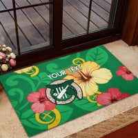 Custom Vanuatu Cricket Rubber Doormat 2024 Tropical Flowers Version LT14 - Polynesian Pride