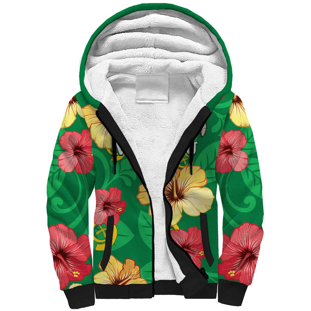 Custom Vanuatu Cricket Sherpa Hoodie 2024 Tropical Flowers Version